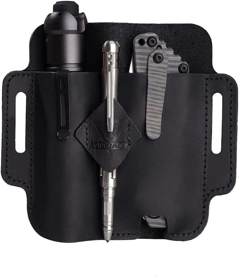 PJ19 Multitool Sheath, EDC Belt Organizer Sheath for Men, Leather Sheath for Men, Leather Flashlight Holster for Belt, Pen Holder for Tactical Pen